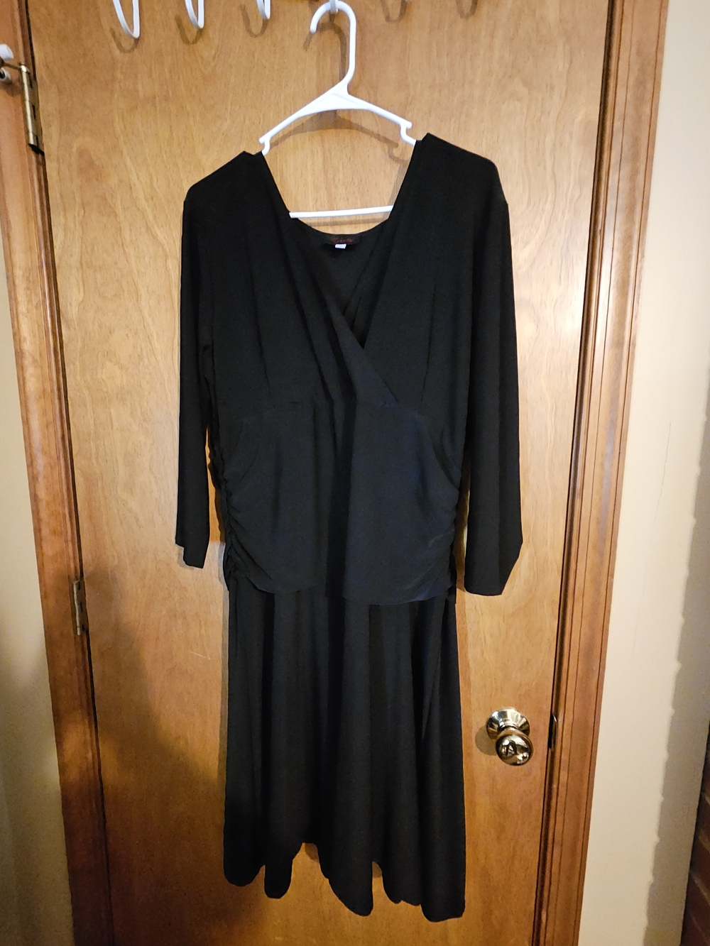 Classic Black Long Sleeve V-Neck Women's Dress